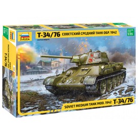 Zvezda 530003686 1:35 T-34/76 Model 1942 Hexag. Turret Sov. Model Kit, Plastic Kit, Assembly Kit, Detailed Replica Multi-Coloured