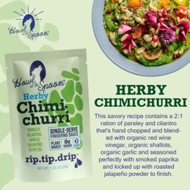Howl at the Spoon's Chimichurri 6-pack - Single Serve Sauce, Delicious on Steak, Chicken, Tofu. All Natural with No Preservatives, Small Batch Freshness with Rich Organic Spices