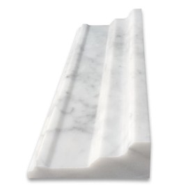 Stone Center Online C02P Carrara White Marble Large Cap Crown Square Edge Trim Molding Polished