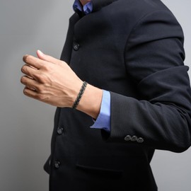 SHIEAGLELD Men's Bracelet, Handwoven Multilayer Leather Bracelet for Men, Men's Stainless Steel Bracelet, Great Gift Idea for Men, Stainless Steel