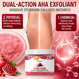 SPA REDI - Exfoliante corporal de azúcar, granada, 16 onzas - Exfoliante, hidratante, hidratante y nutritivo, brillante, pulido, piel suave y fresca - Exfoliante corporal