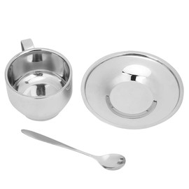 Oumefar Stainless Steel Coffee Cups Set Coffee Cup With Spoon Coffee Cup And Saucer Set Coffee Mugs for Cappuccino