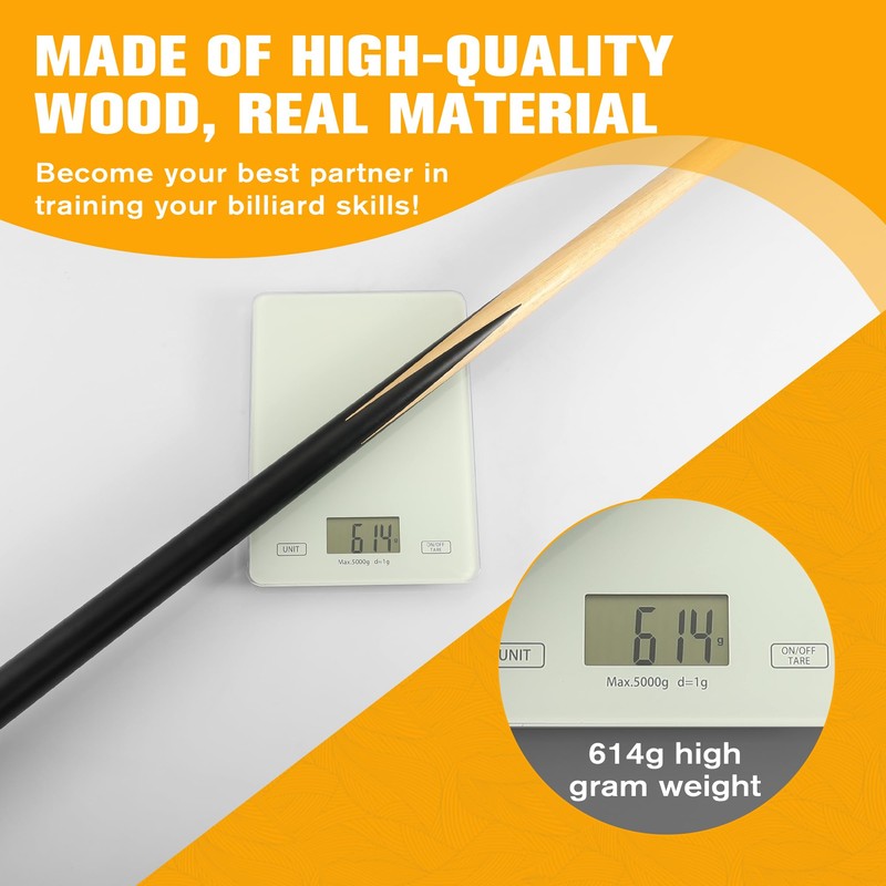 HNQQ 58 One Piece Pool Cue Stick with 13MM Leather