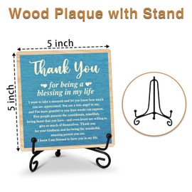 ONDTOM Thank You Gifts for Women Men Friends Mom, Thank You for Being A Blessing in My Life Wooden Plaque with Stand, Thanksgiving Day Gifts for Family Member Desk Decor - E06