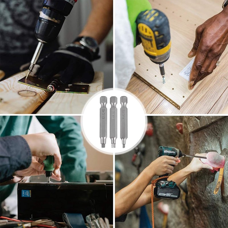 50mm Magnetic Square Head Screwdriver Bits with 1/4 Inch Hex