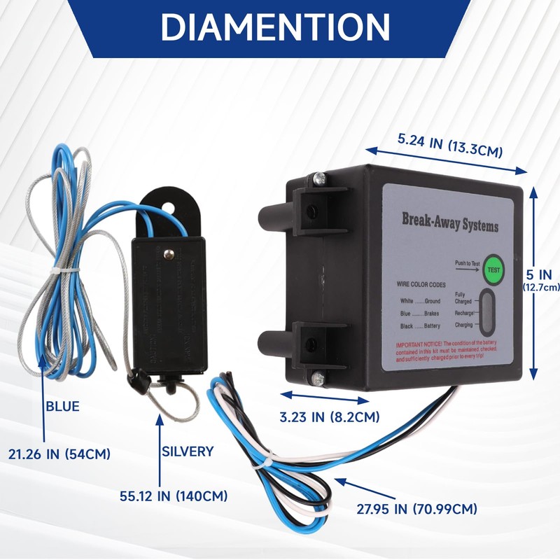 AceSupever Trailer Breakaway Kit - Waterproof Electric Trailer Break Away