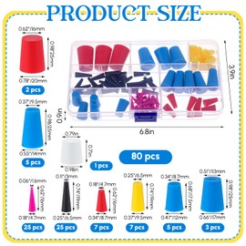 Briwooody 80 Pcs Rubber Plugs 9-Sizes Silicone Tapered Plug Kit 1/15" to 1" Stoppers for Coating, Hole, Painting Protection Silicone Stopper