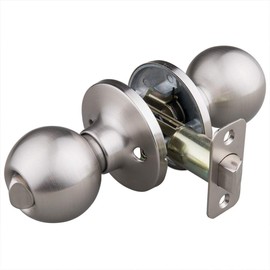 EZ-FLO 57840 Reversible Privacy Door Ball Handle Lockset, Satin Nickel