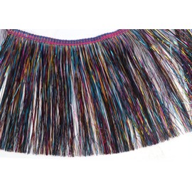 YYCRAFT Tinsel Fringe Trim 8 Inch Wide Tinsel Garland Dance Costume Fringe Trim Shiny Foil Effect Party Decoration (5 Yards, Rainbow Black)