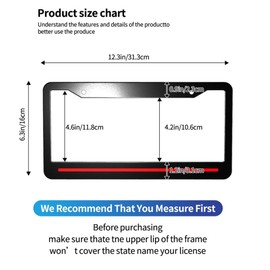 Thin Red Line License Plate Frames - 2 pcs Black Thin Red Line Aluminum Holder Cover with Stainless Steel Screws Caps License Plate Frame Fits All License Plates in Canada. (Red Line)