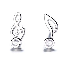 Iszie Sterling Silver Sweet Music Note with Zircondia® Crystals Stud Women's Earnings