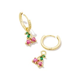 Kendra Scott Women's Cherry Huggie Earrings Gold Berry Kyocera Opal OS