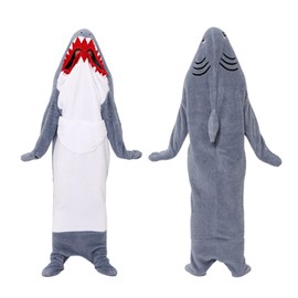 Pterygoid Shark Wearable Blanket, Shark Onesie Adult, Oversized Blanket Hoodie with Front Pocket,Enlarge Shark Mouth,Shark Sleeping Bag Kids, Shark Cosplay Costume,Blue