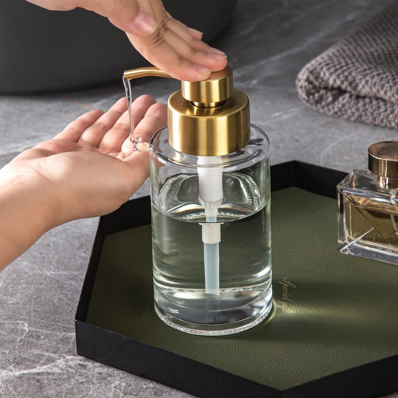 Enra Thick Glass Soap Dispenser with Stainless Steel Gold Pump,12oz