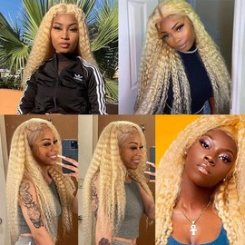 Fabimiya 12 14 16 Inch Bundles Human Hair Blonde 613# Jerry Curly Human Hair Bundles Unprocessed Soft Sewn In Hair with Double Weft for Black Women