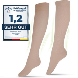 Graduated Compression Socks, Medical Socks, For Men and Women, 60% Organic Cotton (Beige, M+ (38-40))