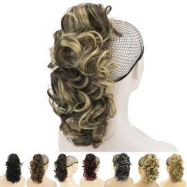 IMISSU Messy Curly Hair Short Claw Ponytail Hair Extensions Pony Tail Clip in Hairpieces (Mixed Brown)