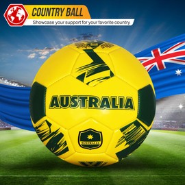 Vizari New Country Series National Team Soccer Ball - Australia Yellow, Size 5| Durable Soft & Spongy Synthetic & Rubber Ball | Perfect for Outdoor Training, Fun Play, Matches & Beaches