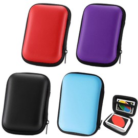 AHEJIOO Pack of 4 Pocket Playing Card Box, Playing Card Case, Playing Card Storage, Waterproof Cable Bag, for Cards, Playing Cards, Headphones Data Cable Storage (Red, Purple, Black, Blue), colour