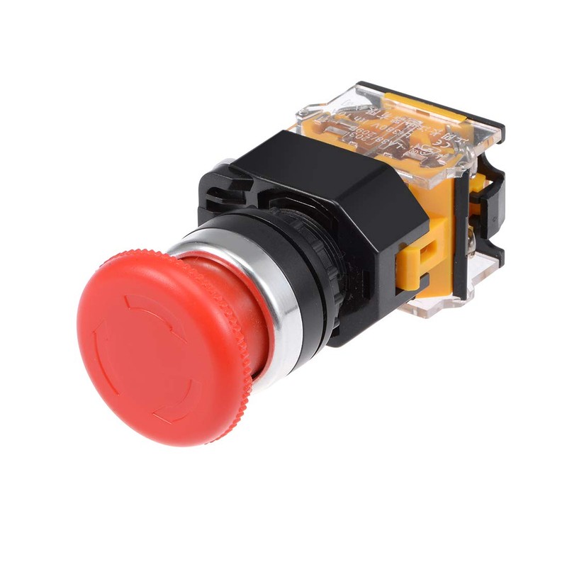 uxcell 22mm Mounting Hole Latching Emergency Stop Push Button Switch