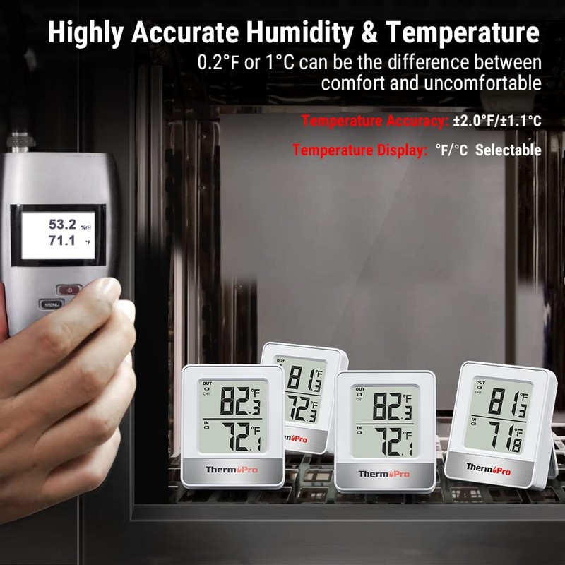 ThermoPro Indoor Outdoor Thermometer Wireless 500FT, Outside Greenhouse Thermometer with