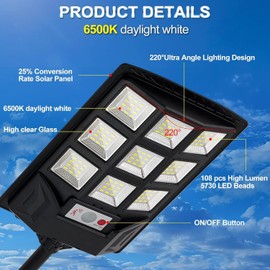 SENDALE Solarlampen für außen,Solarlampen mit Fernbedienung,6500K Solar Straßenlaterne Dämmerung bis zum Morgengrauen IP66 Solar Wegeleuchte im Freien für Gärten Garage