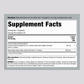 Piping Rock Turmeric and Ginger Liquid Drops | 2 oz | Black Pepper Extract | by Piping Rock