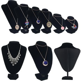MINGZE Jewelry Display Stand, Black Velvet Necklace Pendant Chain Bust Display Holder Stand, Measures 15cm height, 15cm width
