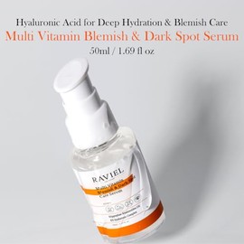 YISHIQIRAVIEL Multi Vitamin Dark Spot Blemish Care Face Serum 1.7 fl oz for Dry, Sensitive, Combination Skin, Snail Secretion Filtrate, 7 Hyaluronic A