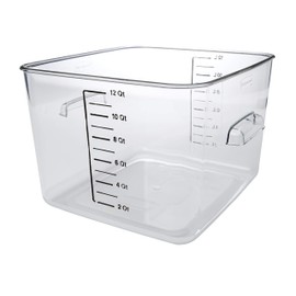 Rubbermaid Commercial Products Rubbermaid Commercial Products, Space Saving Square Food Storage Container, 12 Quart, Clear, for Kitchen/Sous Vide/Meal Prep