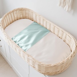 THXSILK Fitted Sheet for Baby, 100% Mulberry Silk, Soft and Breathable to Protect Baby Hair, Elastic Velcro Fastening, Oeko-Tex Certified, 52 x 56 cm (Light Blue, 1 Piece)