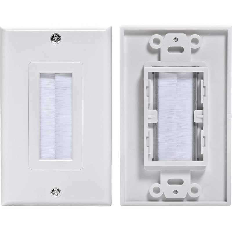 Brush Wall Plate Cable Pass Through Insert, 1-Gang Wall Plate