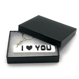 Car Number plate Keyring Car Registration Licence Plate Key Ring Name Keychain, Number Plate Father's Day, Mother's Day, Valentine's Day, Birthday Unique Idea with Box (I LOVE YOU, White)