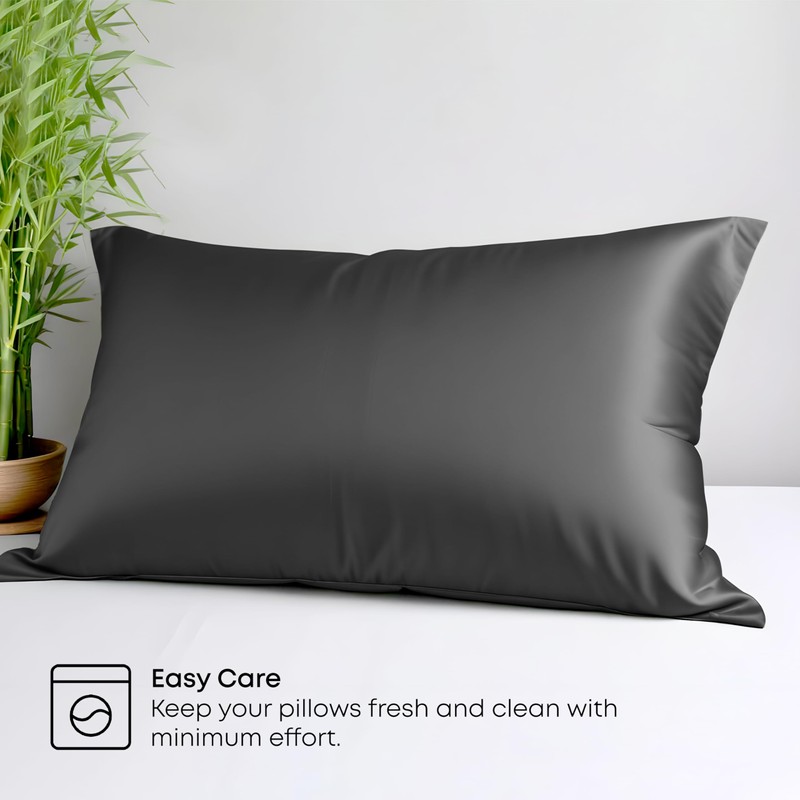 LINENWALAS 100% Organic Bamboo Pillow Cases 2 Pack, Soft Premium