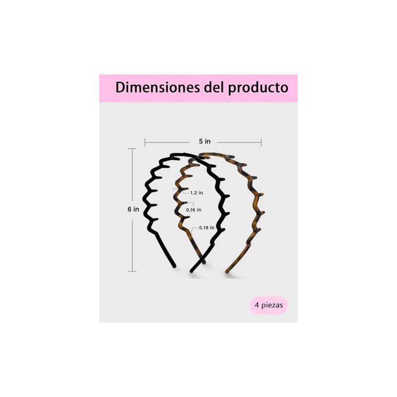 4 Diademas Para Cabello Mujer, Diadema Para Niñas, Tocado Ondulado
