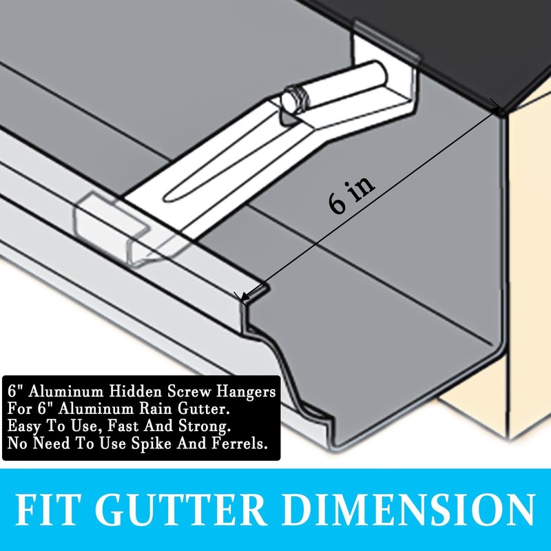 6inch Gutter Hangers (60Pcs) with Pre-Inserted Quick Screw Gutter Clips,