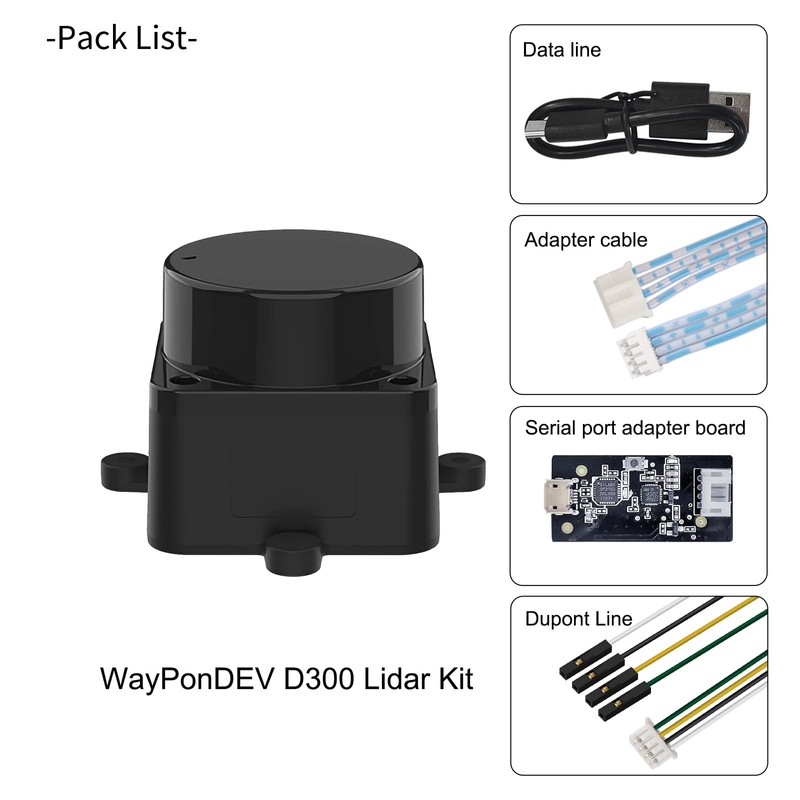 WayPonDEV FHL-LD19 360 Degree 2D Lidar Distance Sensor Kit, 10Hz