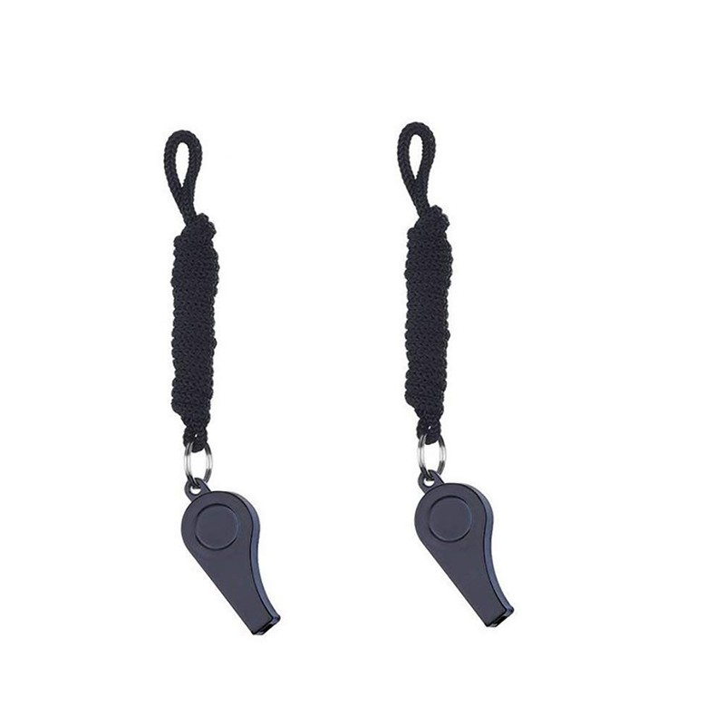 JIHUOO Pack of 2 Black Plastic Whistles Referee Whistle with
