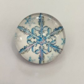 NOOSA 18mm Snap Bead - Blue Snowflake on White Background - Christmas