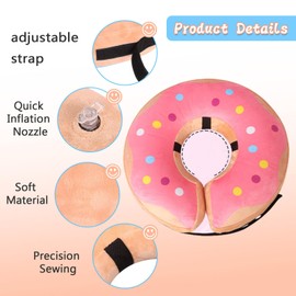 Niuoppy Inflatable Dog & Cat Collar - Protective Recovery Collar, Prevent Licking (Pink S)