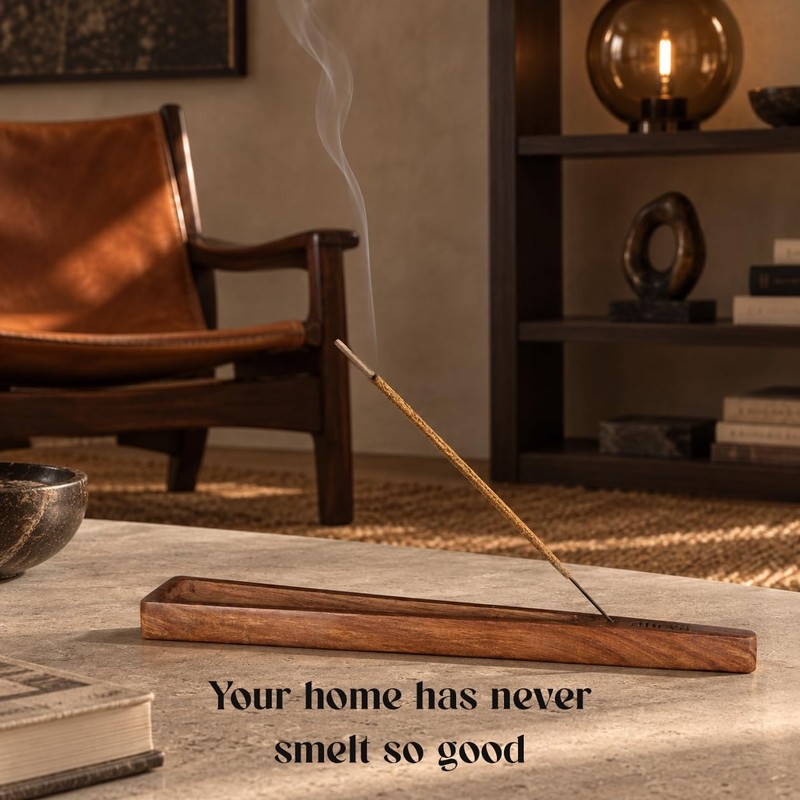 Dhrya Black Oud Incense Sticks with Rosewood Incense Holder, 33
