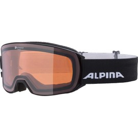 ALPINA NAKISKA Q Mirrored, Contrast Enhancing & Polarised OTG Ski Goggles with 100% UV Protection for Adults, Black, One Size