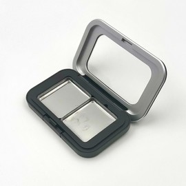 Design Mobile Mini Acrylic Window Magnet Lip Balm Eyeshadow Blusher Palette Container, 2-Compartment Tin Case