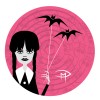 Wednesday Addams Family Round Sticker 3" w/ Bats TV Show Original Doug Mansfield