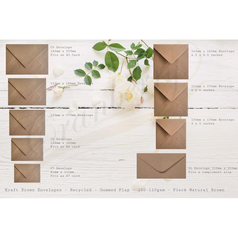 C5 / A5 Brown Kraft Envelopes x 50 Pack 162mm
