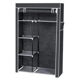 64\" Gray Portable Closet Storage Organizer with Shelves Wardrobe Clothes Rackcolor: as picture
