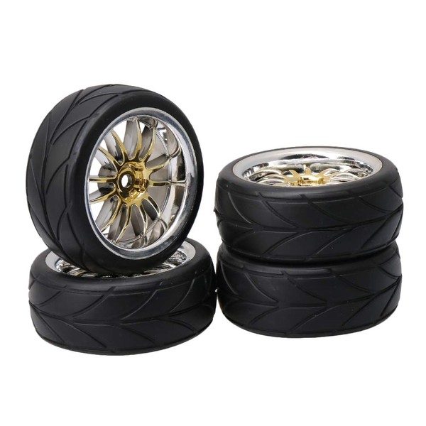 Mxfans 4pcs Gold Arrow Pattern Tires for RC1:10 On Road