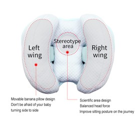 Blublu Park Baby 2 in 1 Travel Pillow, Banana Shape Adjustable Baby and Infants Neck Head Support Car Seat Insert Cushion for 3 to 12 Month, Blue