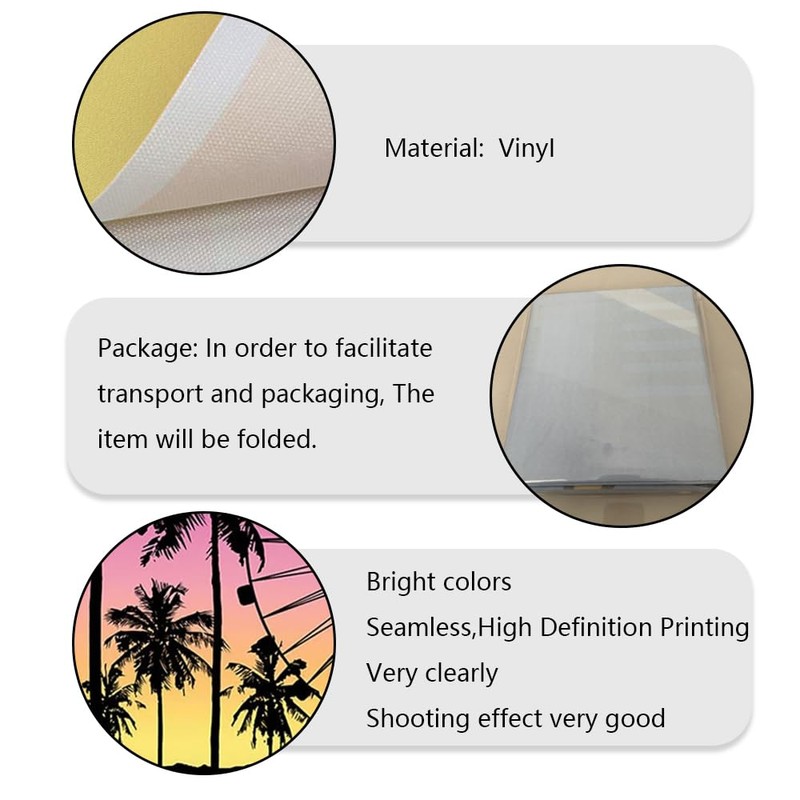 9x6ft Ferris Wheel Backdrop Sunset Seaside Palm Tree Silhouette Photography