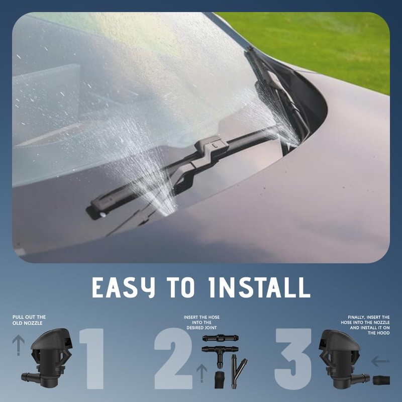Rebvugr Windshield Washer Nozzles Kit, Front Windshield Washer Nozzle Assembly,